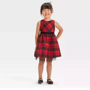 NWT Cat & Jack Girl's Sleeveless Plaid Holiday Dress, XS (4/5)